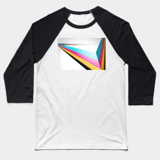 Abstract CMYK Line Design Baseball T-Shirt